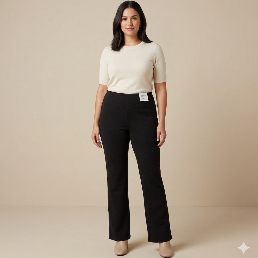 Apt. 9 Black Pants straight leg. Pull-up size L. It has a waist girdle to shape